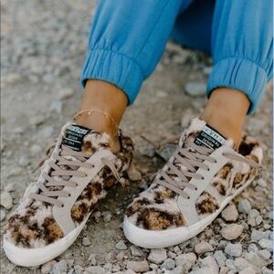 Vintage Havana Faux Sherpa Leopard Print Sneakers Size 10 Cozy